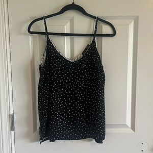 Black Tape_ Polka Dot V-Neck Cami Tank Top Size Small